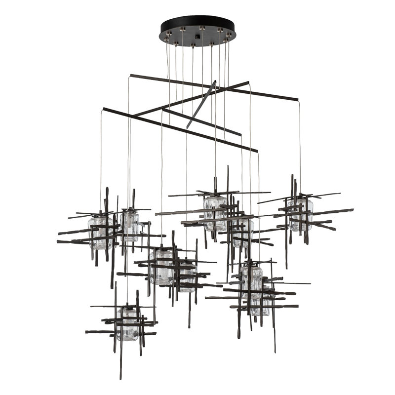 Luminaire suspendu mobile 10 lumières Tura, Blanc, 92"