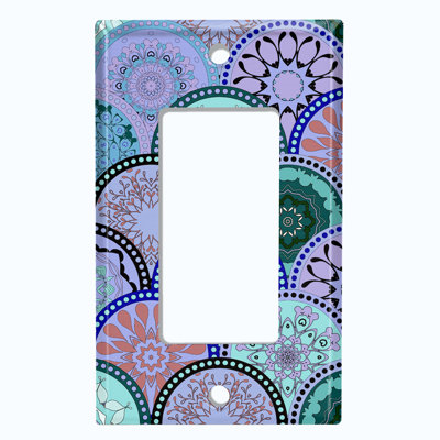 Colourful Blue Purple Mandala Circles 1-Gang Toggle Light Switch Wall Plate