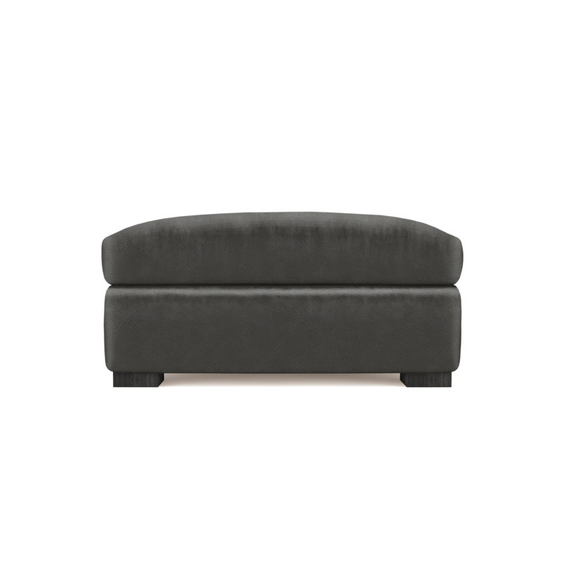 Crosby Ottoman, Plush Velvet Blue Print, Ebony