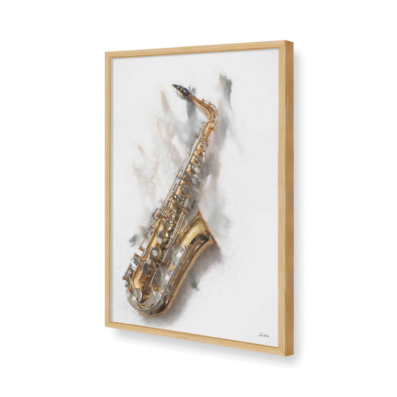 «Saxy Horn I» par Lori Deiter, reproduction d'art, Tanné, 8 W x 12 H, Framed Print