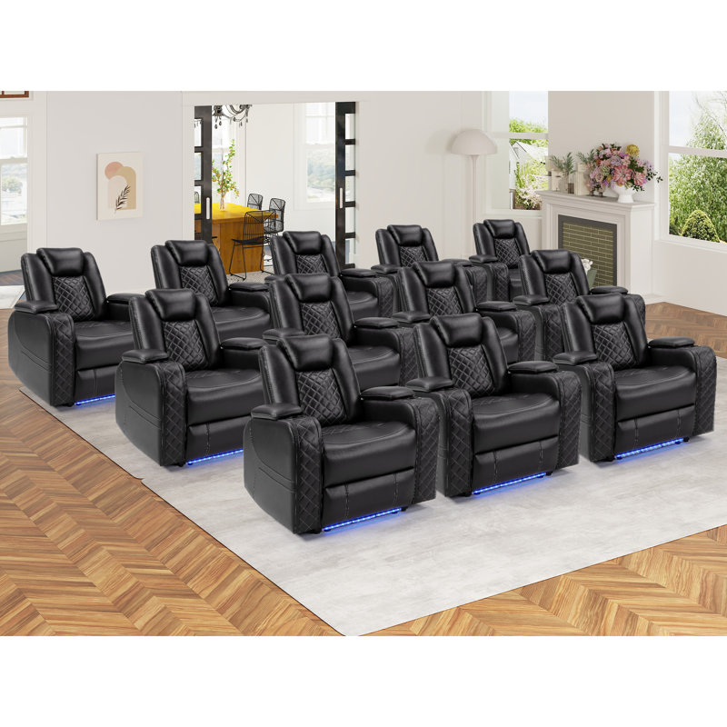 Ensemble de cinéma maison inclinable à accoudoirs rembourrés et réglables de 36,2 po de largeur (ensemble de 12)