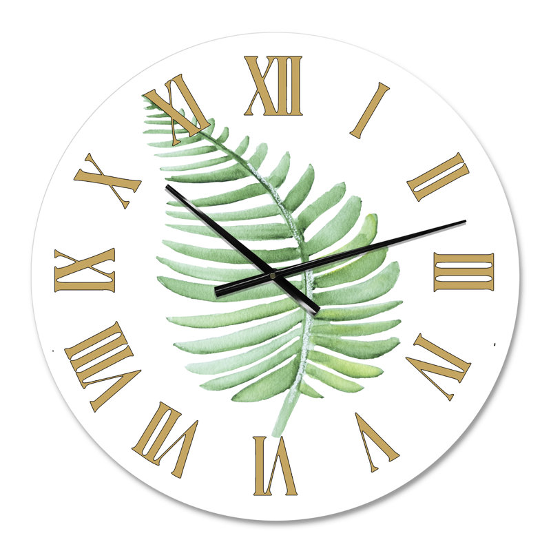 Horloge murale de style tropical feuille de Monstera III, Moyen
