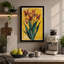 Striped Blooms in Gold Botanical - Wrapped Canvas-309386602-309386603