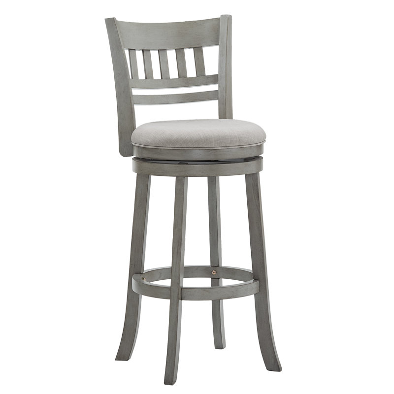 Amerah Swivel Upholstered Counter Stool with Solid Wood Frame, Gray Linen, Bar Stool (29.96” Seat Height), Antique Gray
