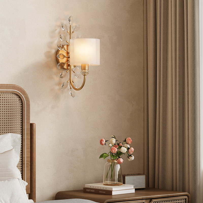 Crystal Wall Sconce with 2-Tier Shade