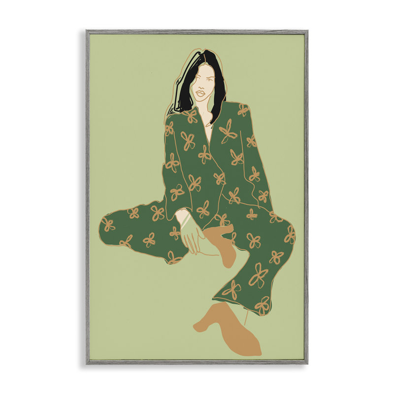 «Stylish Girl Sitting», estampe numérique encadrée par Incado, Estampe numérique Farmhouse, H 18 po x l 12 po