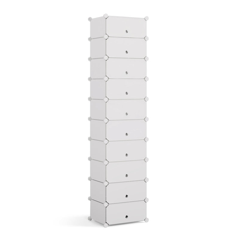 20 Pair Stackable Shoe Storage Cabinet, White