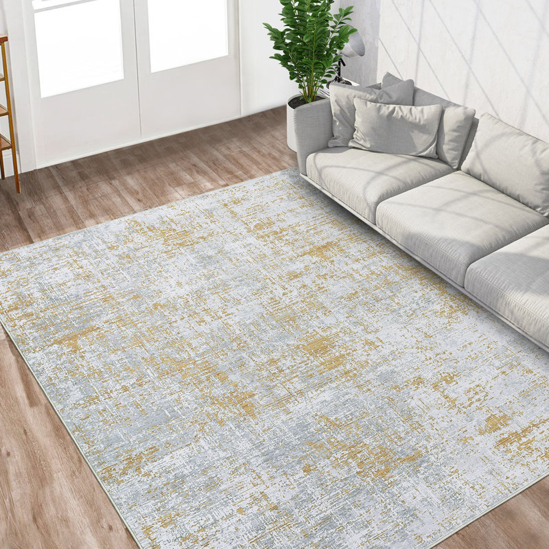 Abstract Machine Washable Area Rug Low Pile Non Slip Modern Rug Foldable Stain Resistant Carpet for Living Room Bedroom Indoor Ultra Thin Mat