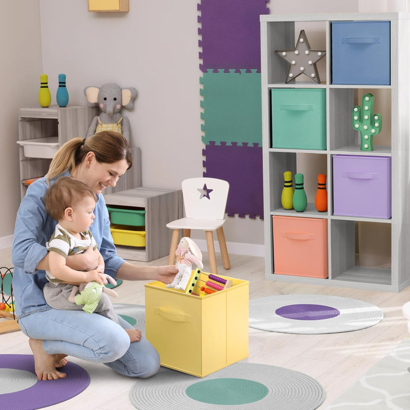 Cubes de rangement en tissu Sorbus - 6 bacs de rangement pliables, 13 pouces - multicolore - bleu sarcelle