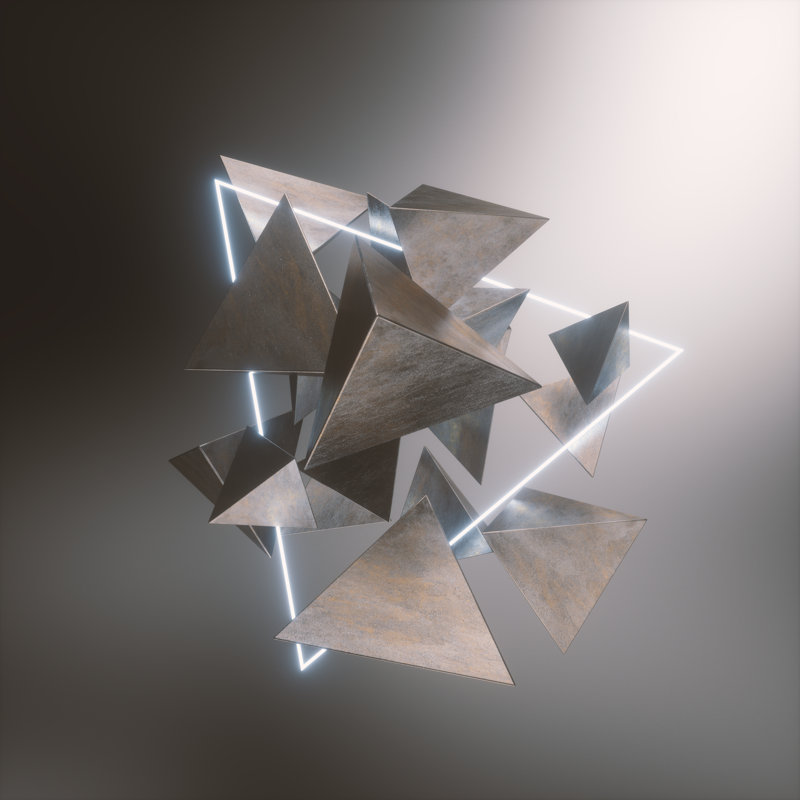 Floating Metallic Pyramids - Wrapped Canvas Print, 76cm H x 76cm W x 3.8cm D