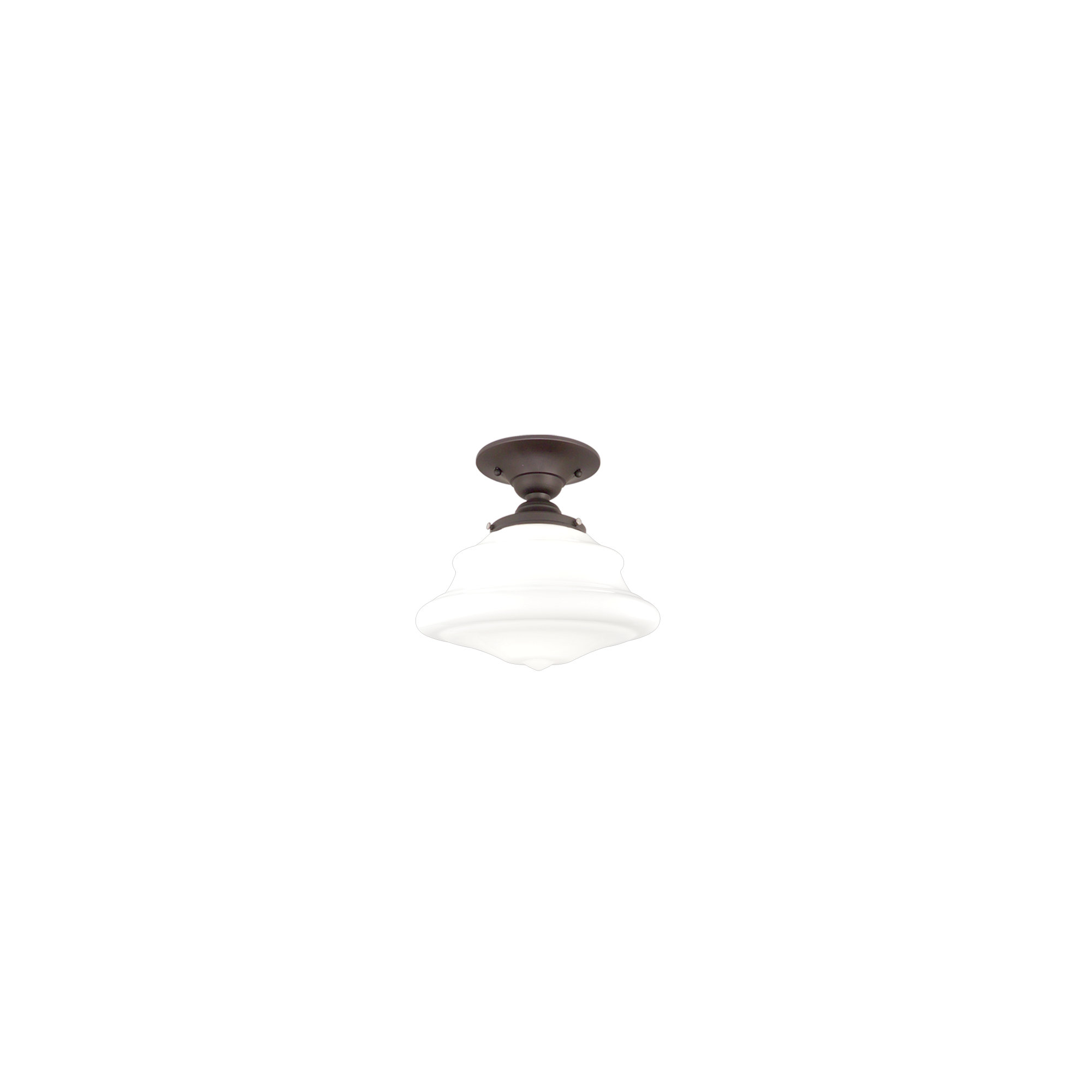 Single Light Glass Semi Flush Mount, 12.5" H x 16" W x 16" D, Old Bronze