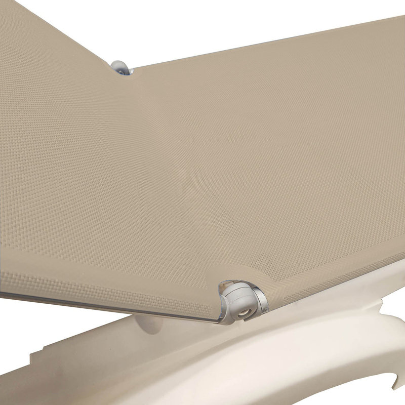 Grosfillex Jamaica Beach Adjustable Sling Chaise, Tan/Brown