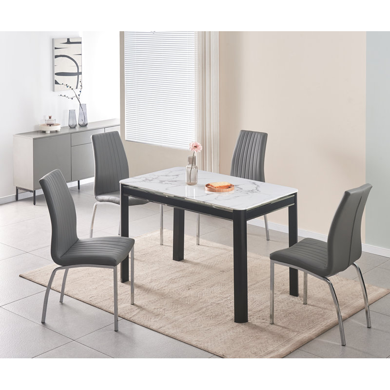 Naudya 4 - Person Dining Set, Grey/Silver