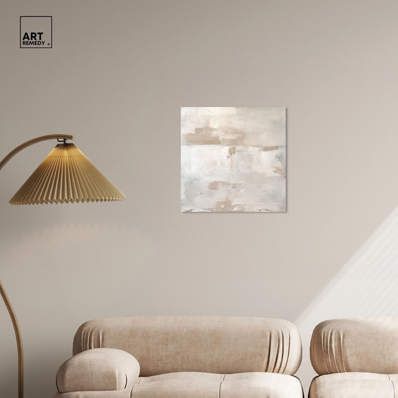 Arid Hues Beige and White Abstract Canvas Art, 20" x 20"
