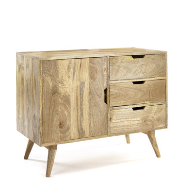 Alaric 95 Cm Wide 3 Drawer Mango Solid Wood Sideboard