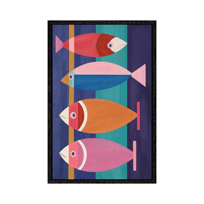 Colorful Abstract Fish by Gaite - Gallery-Wrapped Canvas Giclée on Canvas, 101.6 cm H x 66.04 cm W  x  4.445 cm D, Black