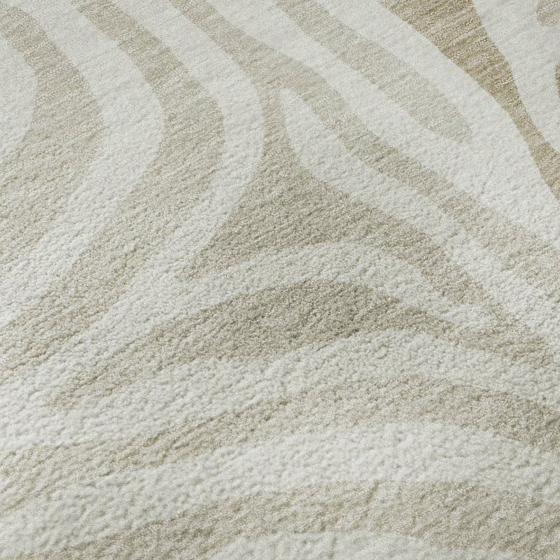 Tapis Villers AMF2523 à motif animal, lavable à la machine de qualité supérieure, Ivoire ivoire, 3 pi x 5 pi