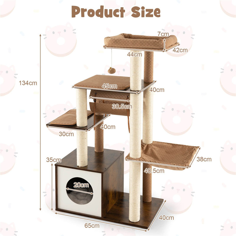 127cm H Cat Tree, Brown