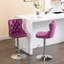 Lot de 2 chaises en velours, siège réglable de 63,5 à 84 cm, base violette, dossier confortable pour îlot de cuisine, siège en pouces, 2 chaises de bar/maison
