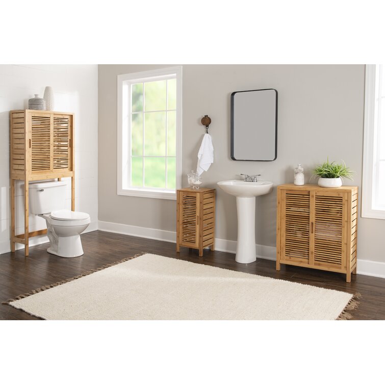 over the Toilet Storage with Basket and Drawer, Bamboo Bathroom