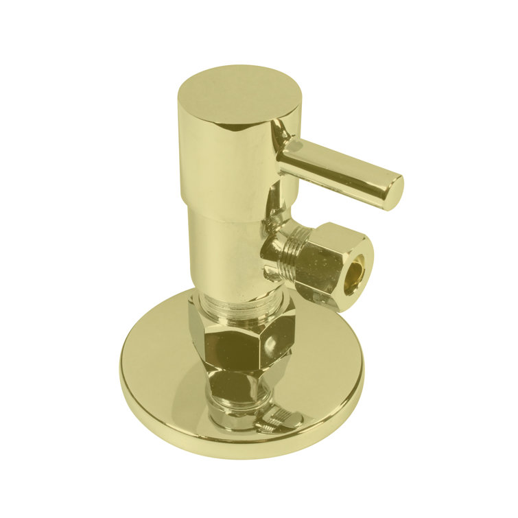Round Lever 1/4-Turn Angle Stop 1/2" Copper x 3/8" Compression