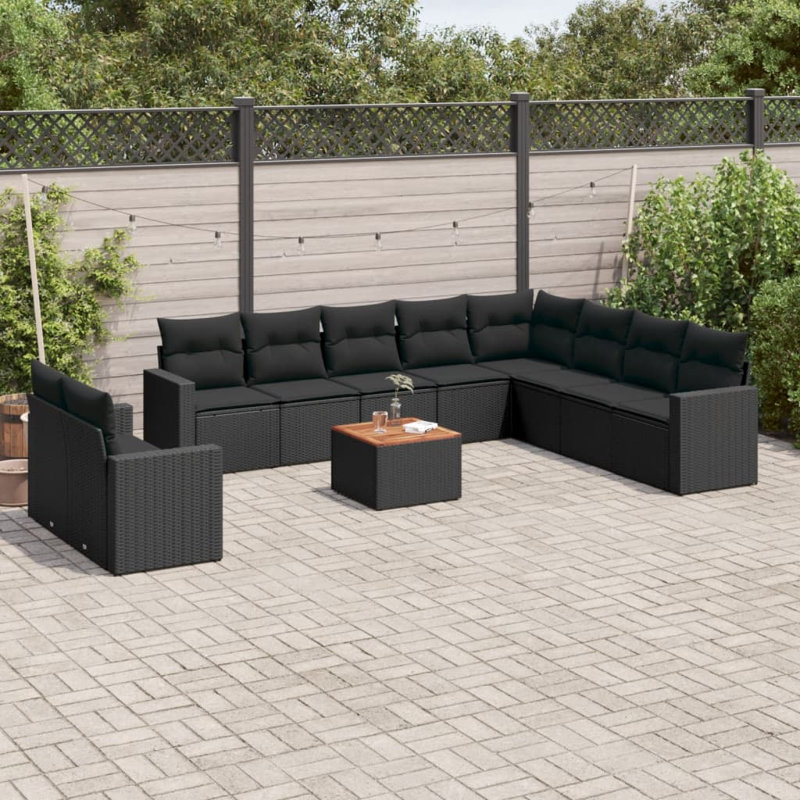  Ensemble de canapé de jardin en rotin PE grand modulaire noir