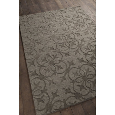 Tapis taupe en laine fabriqué à la main à motif géométrique Frisch