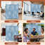 Paravent 4 panneaux séparateur de palmier blanc royal Silhouettes bleu clair Toile tropicale-1043093723-1043165369
