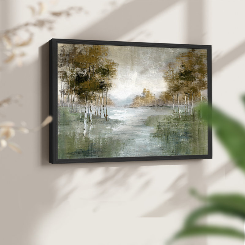 «Fall Birch River» - reproduction encadrée - réversible, H 11 po x l 14 po, Noir