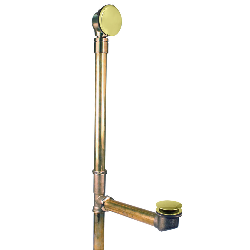 Ensemble de drain de baignoire 25 po Tip-Toe avec trop-plein sur joint à rotule réglable, Laiton poli