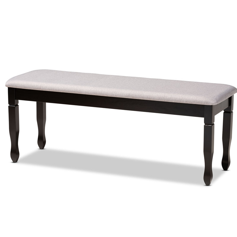 Polyester Blend Upholstered Bench, Dark Brown, Grey