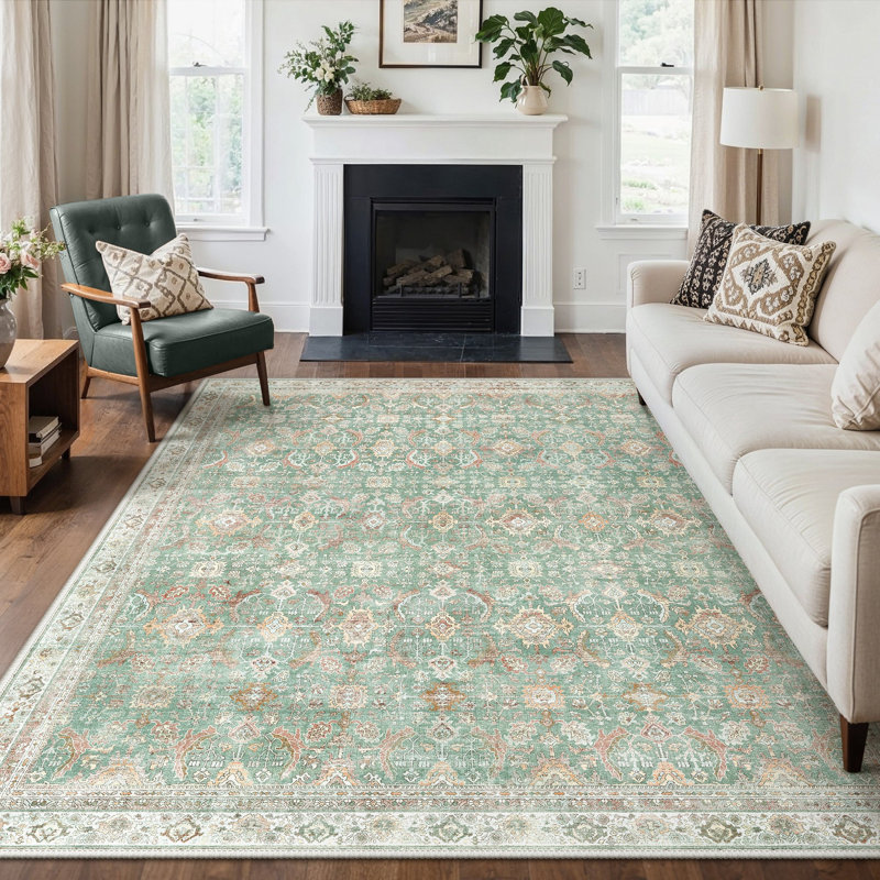 Area Rug, Rectangle 200 x 290 cm, Green/Brown/Beige
