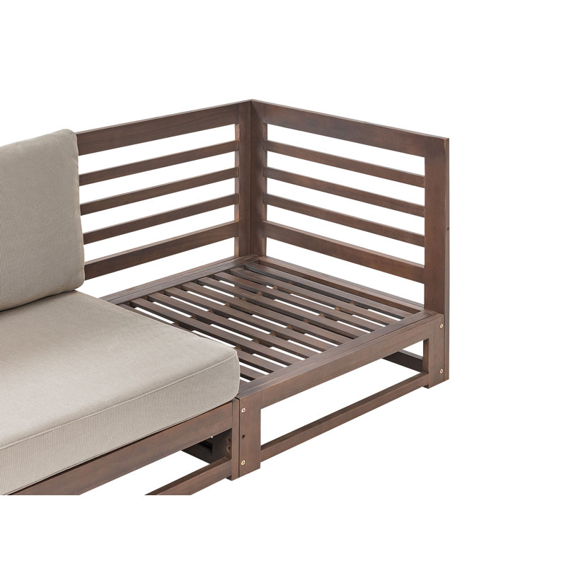 Kegan 150 cm W Solid Wood Loveseat with Cushions, Dark Brown