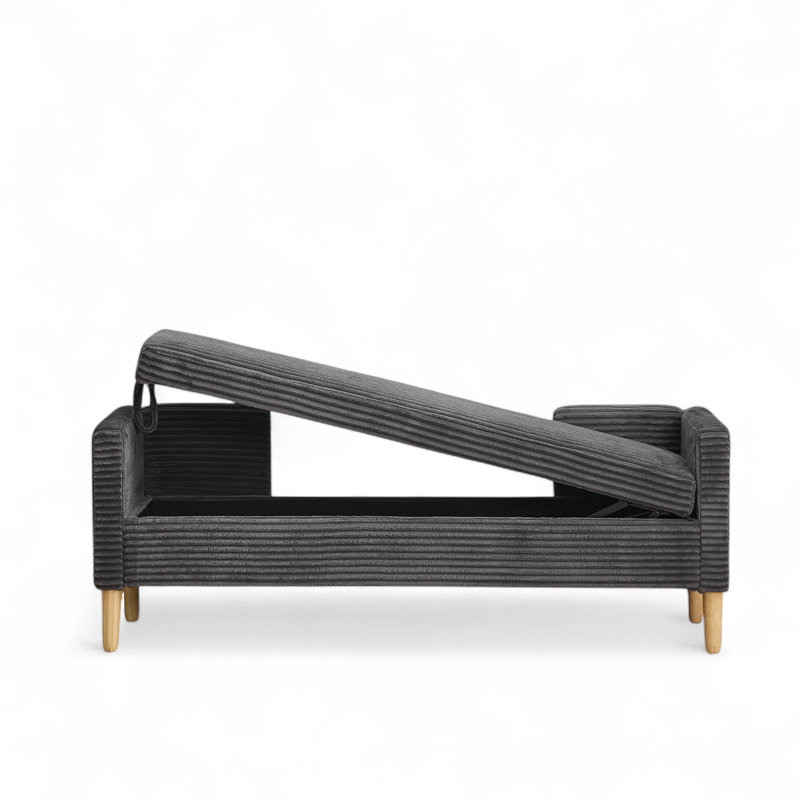 Banc de rangement rembourré l 65,3 po avec coussins, Charcoal