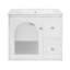 Meuble-lavabo flottant moderne 24 po avec porte en verre arquée, armoire murale avec lavabo en céramique et 2 tiroirs (blanc)-964452035