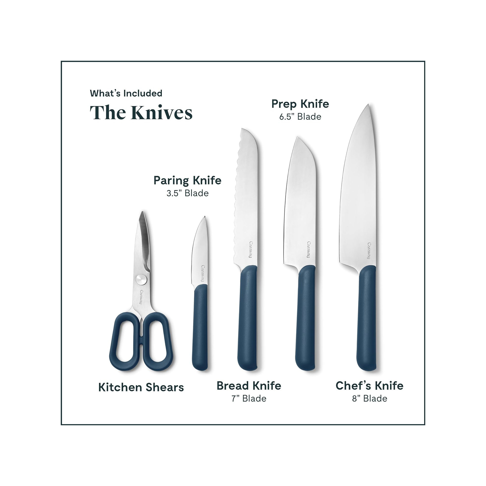Caraway 5Pc Knife Set, Navy
