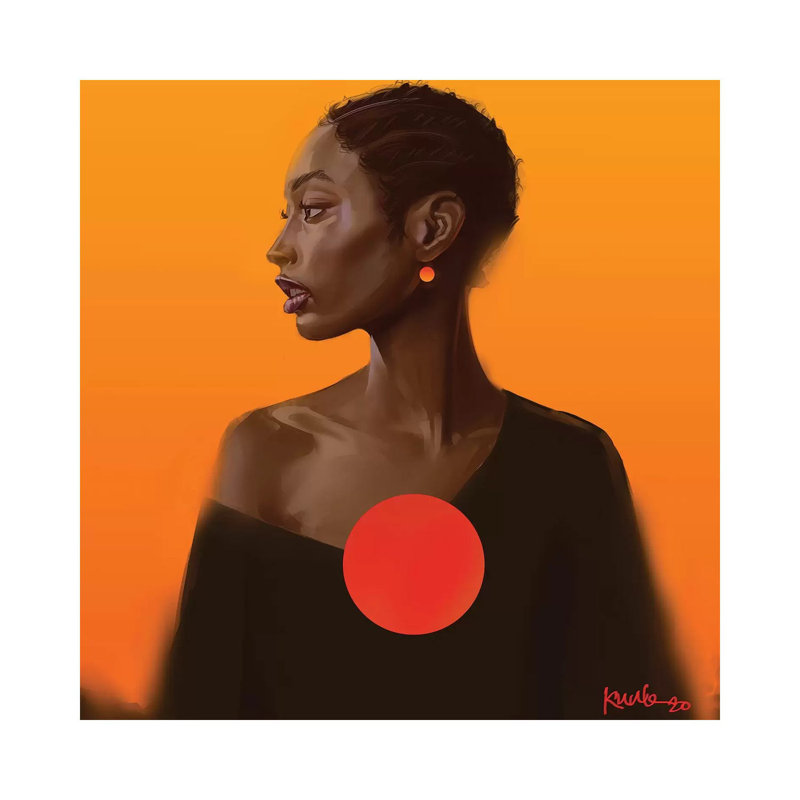 Reproduction d’art, "Sunset" par Adekunle Adeleke, Pas de tapis, Toile tendue, H 26 po x l 26 po x P 1,5 po