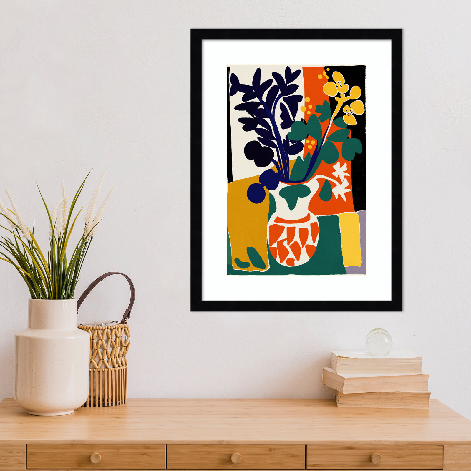 Ovando "France Floral Impressions" Print, 21" H x 16" W, Black