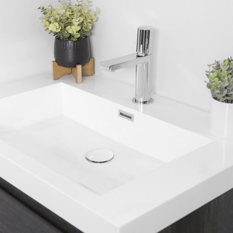 Drain escamotable avec bouchon en céramique blanc STANY Élan, Blanc/chrome