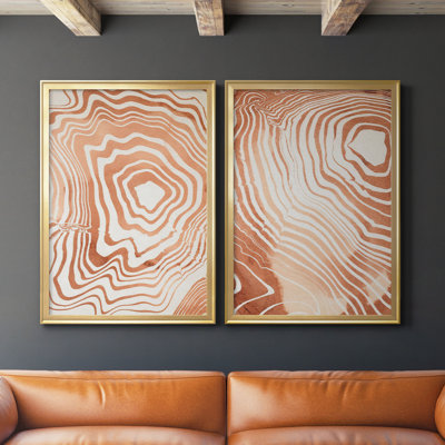 " Wood Grain Suminagashi I " 2 - Pieces