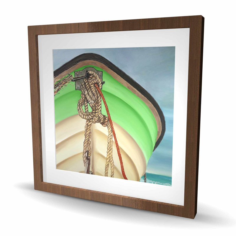 Reproduction matelassée encadrée bleu de bateau à voile | Décoration