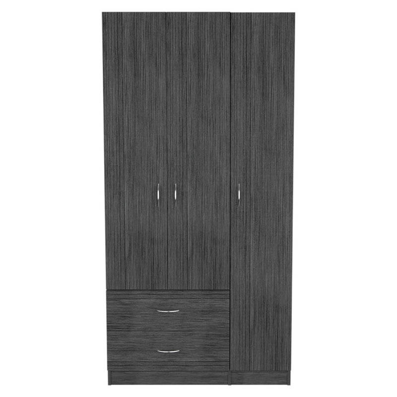 71" Black Wood Two Drawer Combo Dresser, Dark Oak