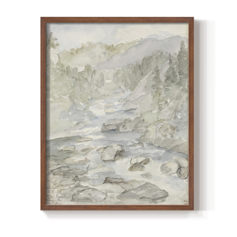 «Vintage Landscape CXVI», reproduction encadrée - bois massif, Noyer, H 30 po x l 24 po