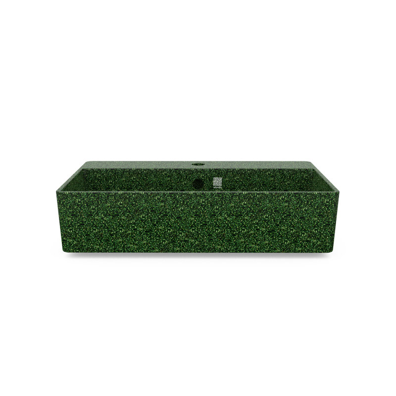 Woodio Cube60 15.748'' Wood Rectangular Bathroom Sink with Overflow, Moss