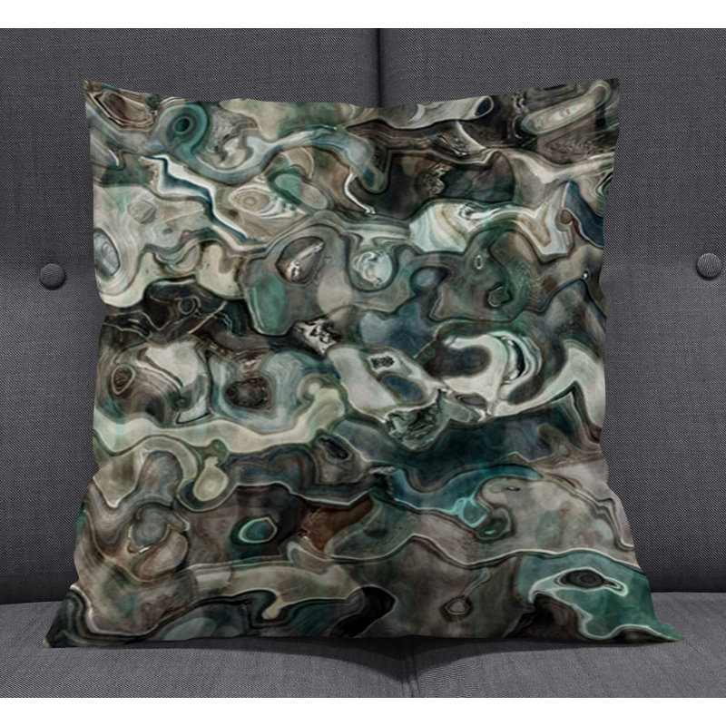 Throw Pillow With Insert, Green Abstract 9, 20"H x 20"W