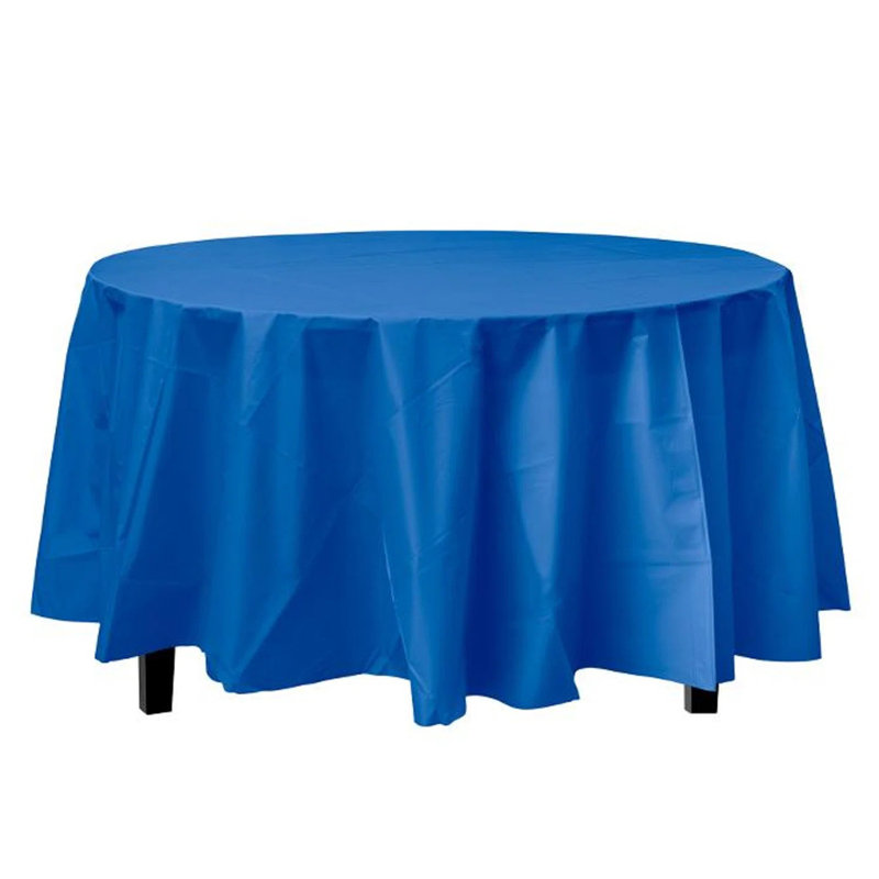 Nicole Fantini Plastic Disposable Round Tablecloth 84", Black, 8