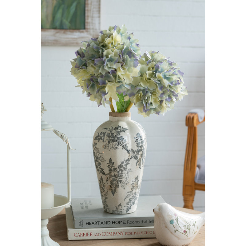 Vase d'appoint en céramique blanche, 11.6" H x 6.7" W x 6.7" D