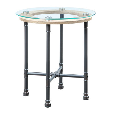 Table de bout ronde de 22 po en gris clair et sable Brantley