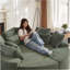 Canapé rond surdimensionné en velours côtelé de 78,5 pouces, convertible en deux fauteuils inclinables, canapé-lit 2 en 1, conception de coussin pour le cou avec cinq coussins décoratifs-1140072330