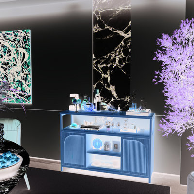 Buffet pour salle de bain avec tablette ouverte à 2 niveaux, tablettes intérieures et plateau de table large, articles de toilette, serviettes, cosmétiques de peignoir, loquet de porte magnétique, fonctionnement pratique, profondeur de 48,14 po,